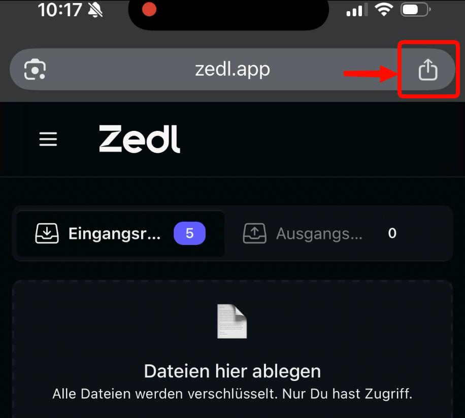 Schritt 1: Teilen-Symbol in Safari antippen