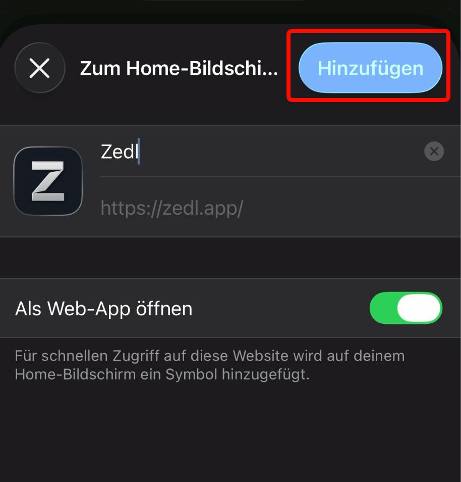 Schritt 3: Mit "Hinzufügen" bestätigen